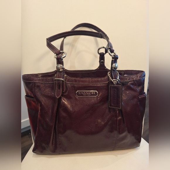 Coach Handbags - Coach Plum Madison Patent Leather VINTAGE Tote Excellent Condition 358 RETAIL